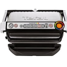 Kontaktgrill mit 6 Programmen, Garstufenanzeige, manuellem Modus, abnehmbaren Platten und 4 Temperaturstufen.