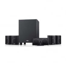 5.1 Heimkino-Set mit Micro-Satelliten, 2-Wege-Micro-Boxen und schlankem 100-Watt-Subwoofer.