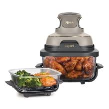 Tragbare 4-in-1 Heißluftfritteuse mit 2 herausnehmbaren Glasbehältern & Deckel, sowie 1700 W Leistung