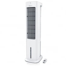 Raffreddatore d'aria per un volume d'aria di 330 m³/h con 55 watt, 2 batterie di raffreddamento per il serbatoio dell'acqua da 5 litri e 3 modalità di velocità.
