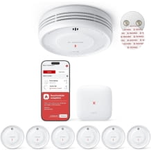 smarter Rauchmelder WLAN mit Magnethalterung, Feuermelder vernetzt, austauschbare Batterie, mit Basisstation SBS50