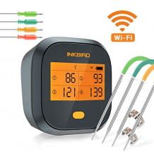 WLAN-Fleischthermometer mit 4 Temperaturfühlern und Magnethalter, per USB Anschluss wiederaufladbar