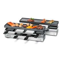 Top Raclette-Set für 8 Personen, inkl. Pfännchen Parkdeck, Alu-Druckguss-Grillplatte und extra langem Kabel