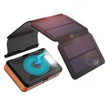 Wasserdichte tragbare Outdoor Powerbank mit 25000mAh, Solarpanel, 4 USB/Typ C Ausgänge und LED-Lampe.