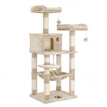 Robuster Kratzbaum für kleine und alte Katzen. Mit Hängematte, Höhle, Spielzeug und Aussichtsplattformen.