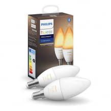 Smarte LED-Lampe mit E14-Sockel im Doppelpack. Dimmbar und mit allen Weißschattierungen. Steuerbar per App und Alexa Sprachsteuerung.