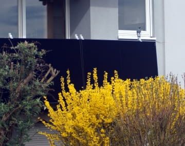 Hier beschatten verschiedene Sträucher die beiden Solarmodule