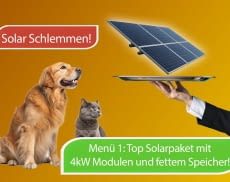 Ein großzügiges Solar Menü gibt's jetzt ganz billig