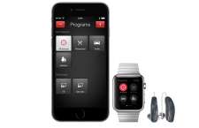 Abbildung: Hörgerät ReSound LiNX² inklusive ReSound Smart App auf dem iPhone