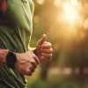 Jogger mit Smartwatch am Handgelenk