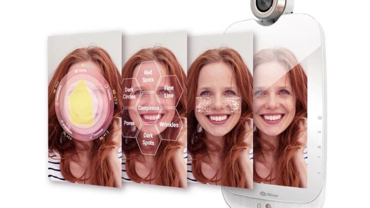 Intelligenter Spiegel HiMirror analysiert die Hautbeschaffenheit
