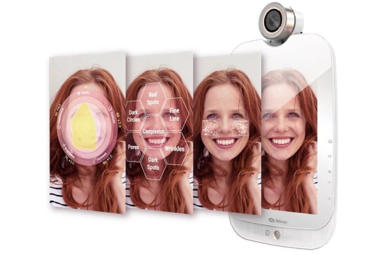 Intelligenter Spiegel HiMirror analysiert die Hautbeschaffenheit