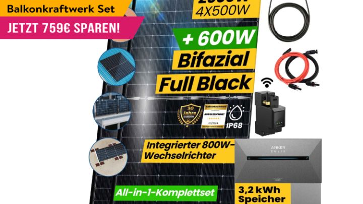 Nur kurz so günstig! 2000W Balkonkraftwerk mit 3 kWh Speicher