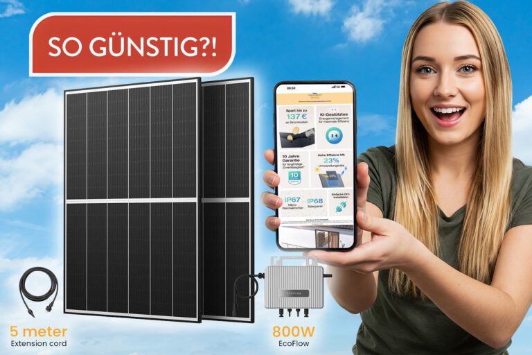 Unter 230 Euro: Balkonkraftwerkset mit 880 Wp und Wechselrichter!