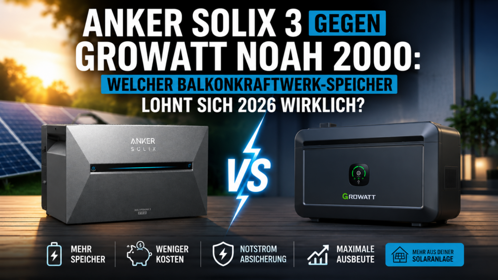 Anker SOLIX 3 gegen Growatt NOAH 2000: Welcher Balkonkraftwerk-Speicher lohnt sich 2026 wirklich?