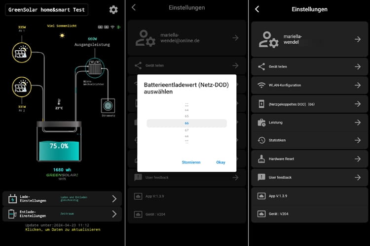 Dieser Screenshot gibt einen Einblick in die Funktionen der App Dieser Screenshot gibt einen Einblick in die Funktionen der App