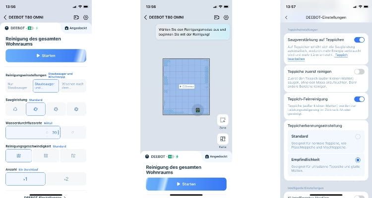 Die ECOVACS HOME App hat uns im DEEBOT T80 OMNI Test mehr als überzeugt Die ECOVACS HOME App hat uns im DEEBOT T80 OMNI Test mehr als überzeugt