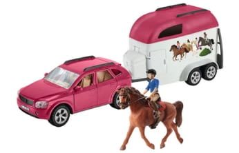 Schleich Auto mit Pferdeanhänger & Figuren