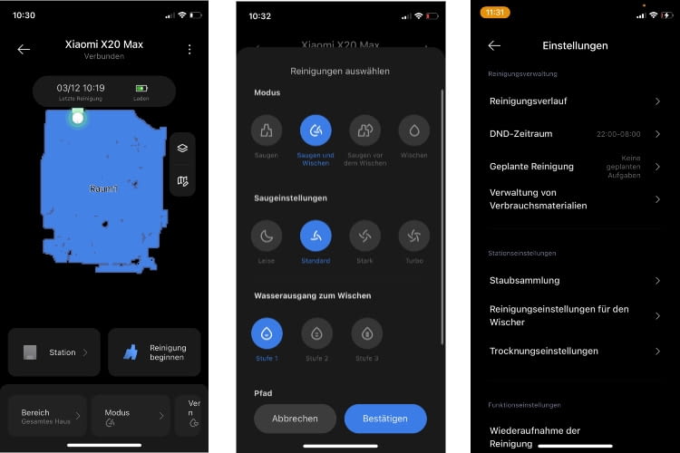 Die App schnitt gut ab, ist allerdings etwas weniger übersichtlich als z.B. die von Roborock Die App schnitt gut ab, ist allerdings etwas weniger übersichtlich als z.B. die von Roborock