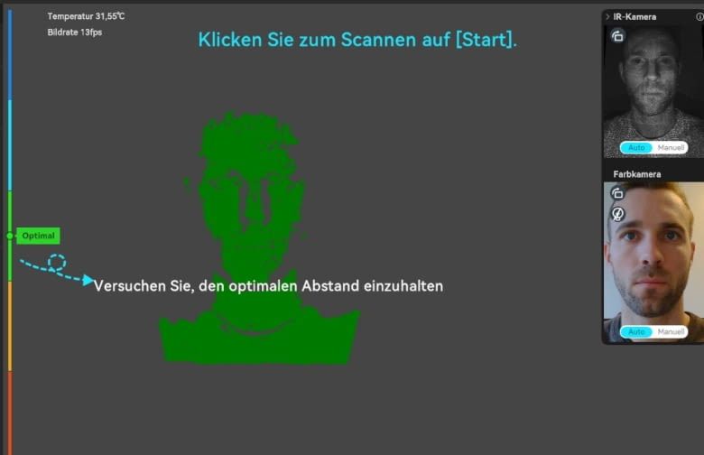 Gesichtsscan mit S1 Gesichtsscan mit S1