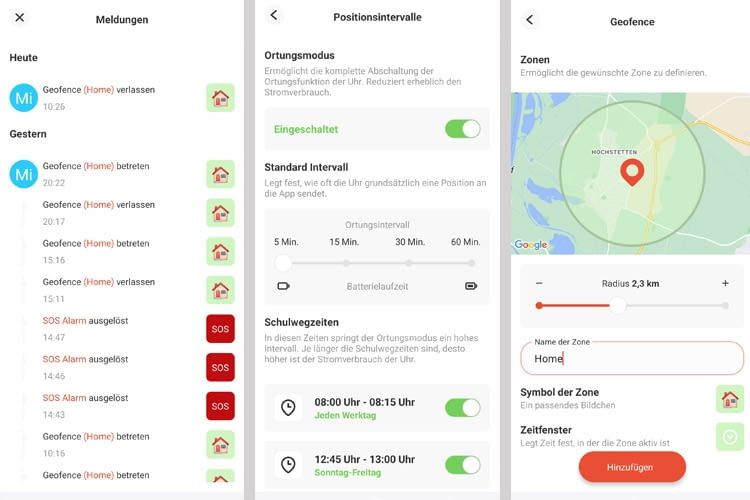 Beim Geofence Modus haben Eltern verschiedene Einstellungsoptionen Beim Geofence Modus haben Eltern verschiedene Einstellungsoptionen