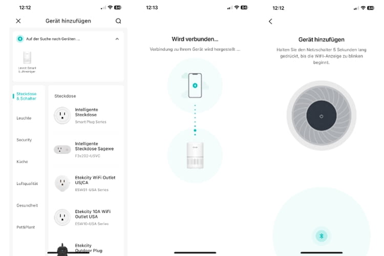 Der Levoit Luftreiniger wurde von der App automatisch gefunden und war blitzschnell eingerichtet Der Levoit Luftreiniger wurde von der App automatisch gefunden und war blitzschnell eingerichtet