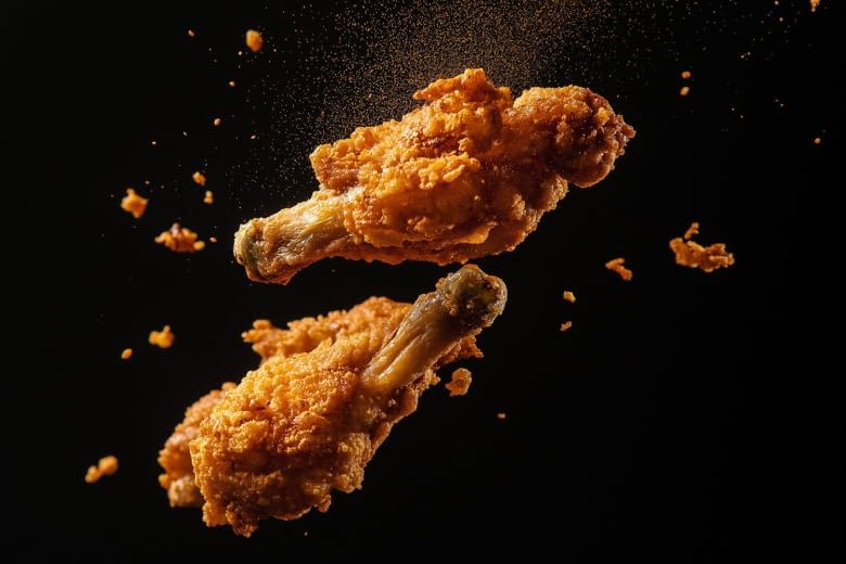 Schon mit sehr wenig Fett wird Fleisch im Airfryer schön knusprig Schon mit sehr wenig Fett wird Fleisch im Airfryer schön knusprig