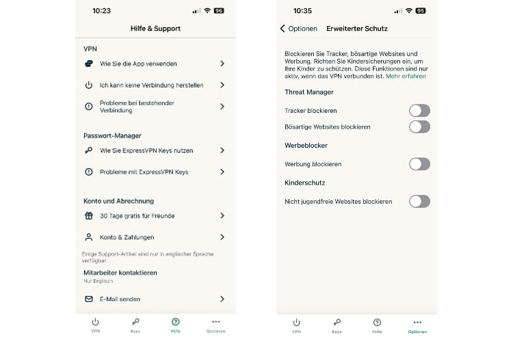 Die Sicherheitseinstellung können schnell in der App aktiviert oder auch deaktiviert werden Die Sicherheitseinstellung können schnell in der App aktiviert oder auch deaktiviert werden