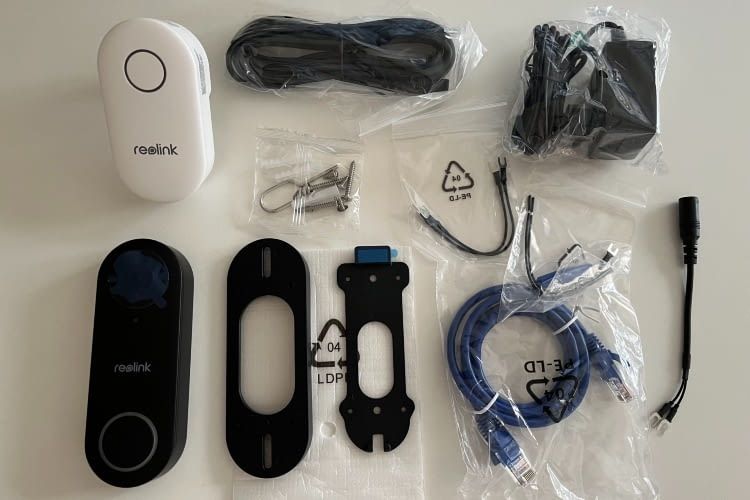 Der Verpackungsinhalt der Reolink Video Doorbell WiFi ist sehr umfangreich. Der Verpackungsinhalt der Reolink Video Doorbell WiFi ist sehr umfangreich.