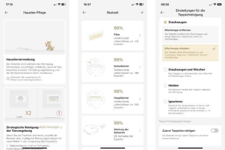 Der Funktionsumfang des X40 Ultra spiegelt sich in der App wieder Der Funktionsumfang des X40 Ultra spiegelt sich in der App wieder