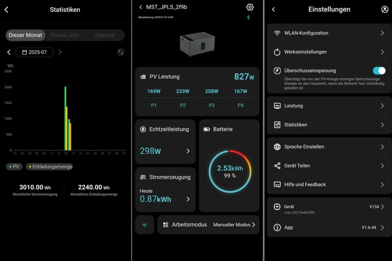 Hier sind einige der Marstek App Funktionen zu sehen Hier sind einige der Marstek App Funktionen zu sehen