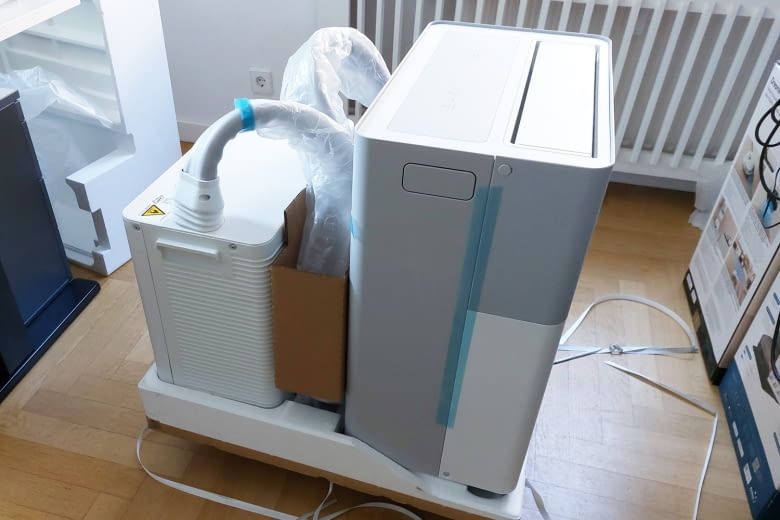 Die Außeneinheit (links) und die Inneneinheit waren bei uns gut verpackt Die Außeneinheit (links) und die Inneneinheit waren bei uns gut verpackt
