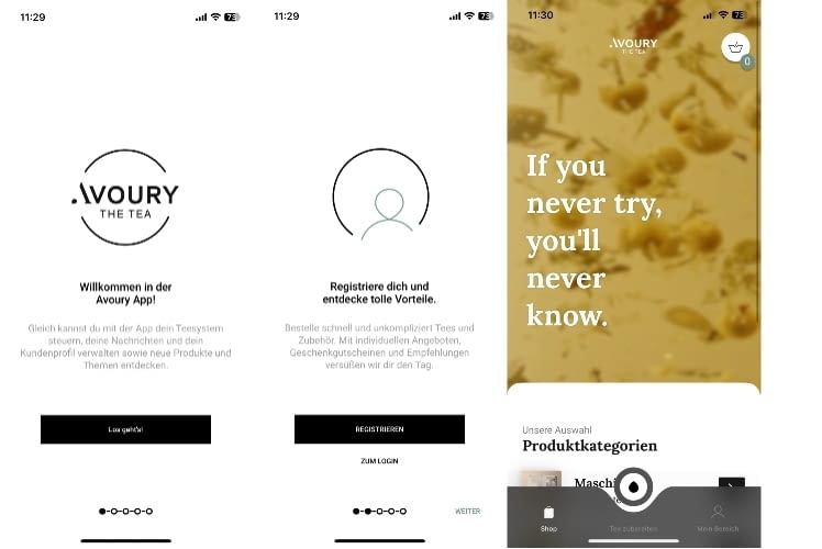 Die Avoury One App ist aufgeräumt und übersichtlich Die Avoury One App ist aufgeräumt und übersichtlich