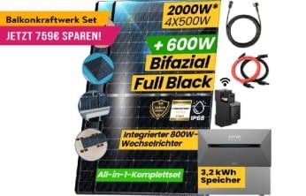2000 Watt Balkonkraftwerk und 3kWh Speicher