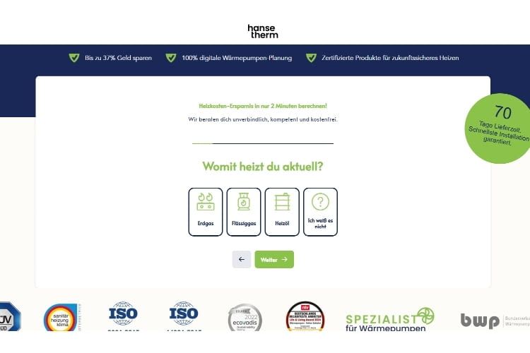 Für die Anmeldung für eine Beratung bei hannsetherm brauchten wir wenige Minuten Für die Anmeldung für eine Beratung bei hannsetherm brauchten wir wenige Minuten