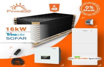 PVundSO 16 kWp Solaranlage + 15.36kW Speicher