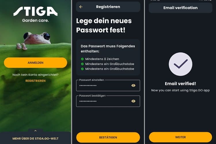 Hier sind die ersten Anmeldeschritte in der App zu sehen Hier sind die ersten Anmeldeschritte in der App zu sehen