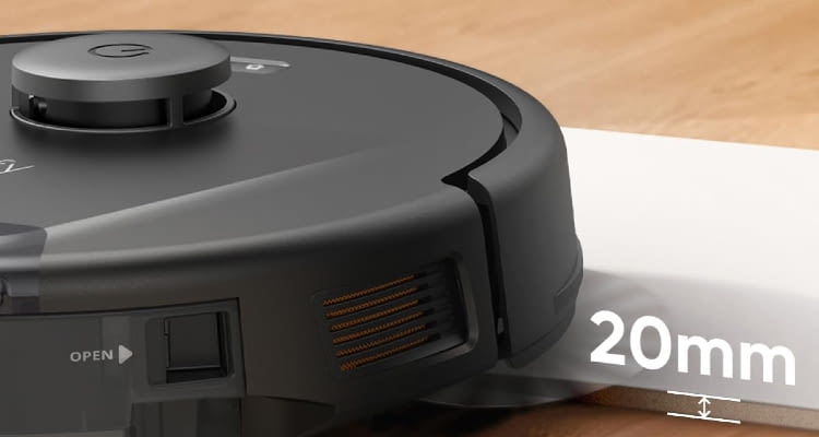 eufy L60 kann 20 Millimeter überwinden und wird optional mit Absaugstation angeboten eufy L60 kann 20 Millimeter überwinden und wird optional mit Absaugstation angeboten