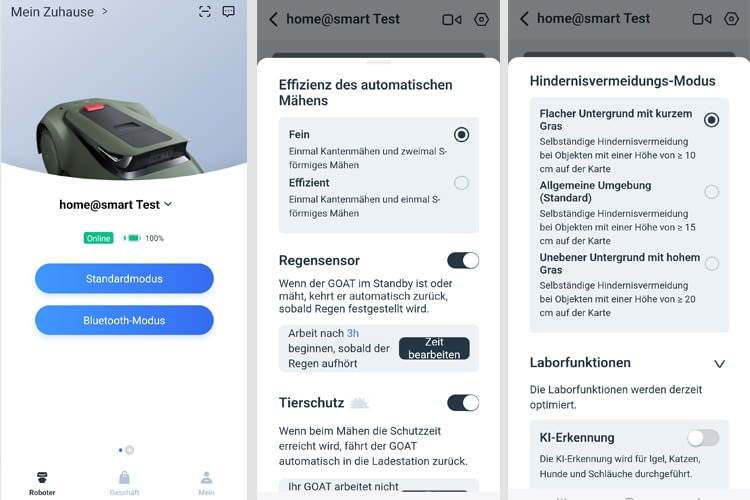 Hier sind einige der von uns genutzten App-Funktionen zu sehen Hier sind einige der von uns genutzten App-Funktionen zu sehen