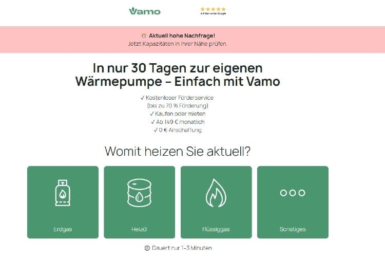 Die Vamo Website ist minimalistisch gehalten Die Vamo Website ist minimalistisch gehalten