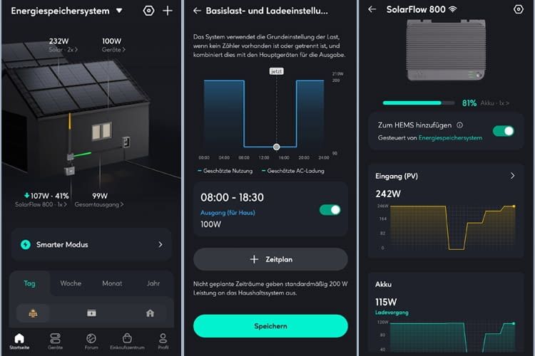 Diese und weitere Standardfunktionen bietet die Zendure App Diese und weitere Standardfunktionen bietet die Zendure App