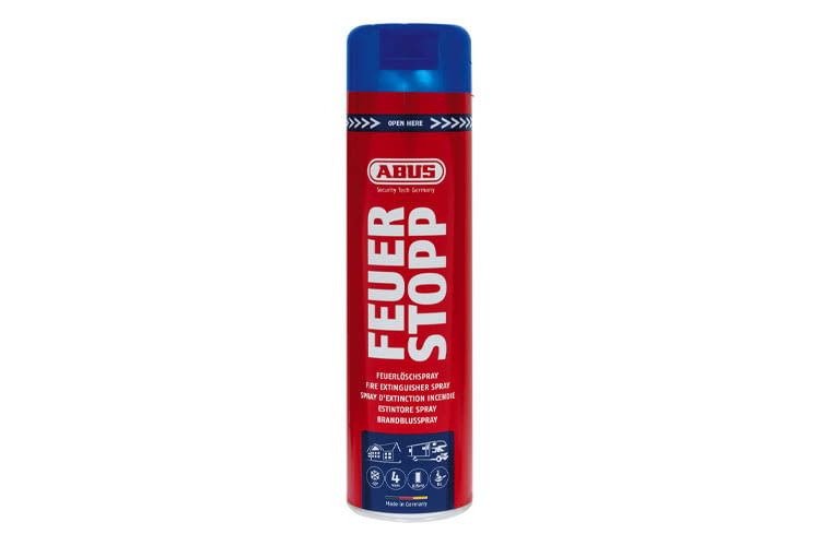 Das ABUS Feuerlöschspray ist einfach bedienbar und löscht Anfangsbrände zuverlässig Das ABUS Feuerlöschspray ist einfach bedienbar und löscht Anfangsbrände zuverlässig