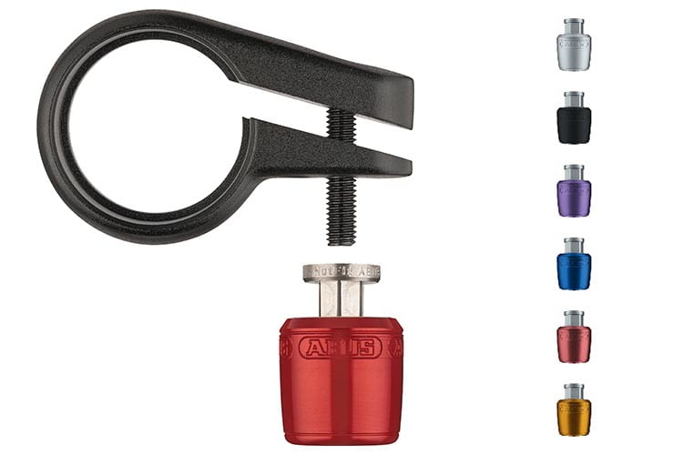 Das ABUS NutFix Komponentensicherungs-Set für die Sattelstütze gibt es in vielen Farben Das ABUS NutFix Komponentensicherungs-Set für die Sattelstütze gibt es in vielen Farben