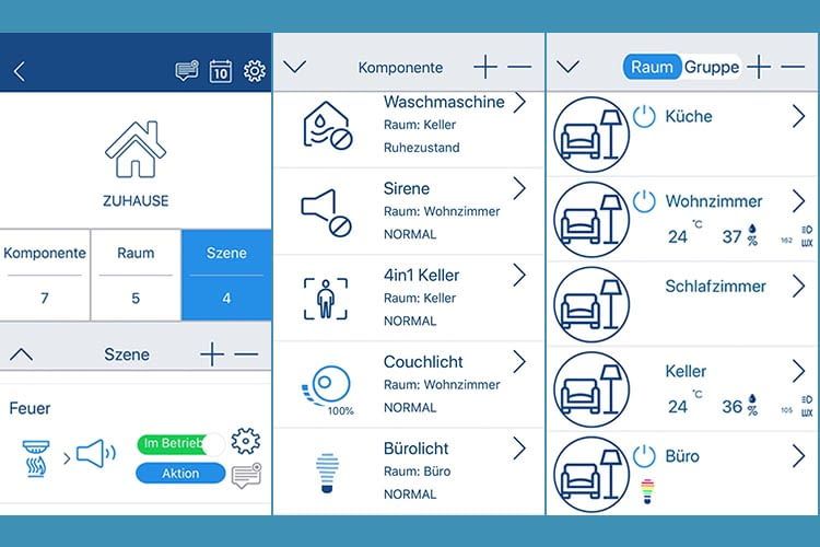 Das Erstellen von Szenen für das ABUS Smart Home System geht dank übersichtlicher App sehr intuitiv Das Erstellen von Szenen für das ABUS Smart Home System geht dank übersichtlicher App sehr intuitiv