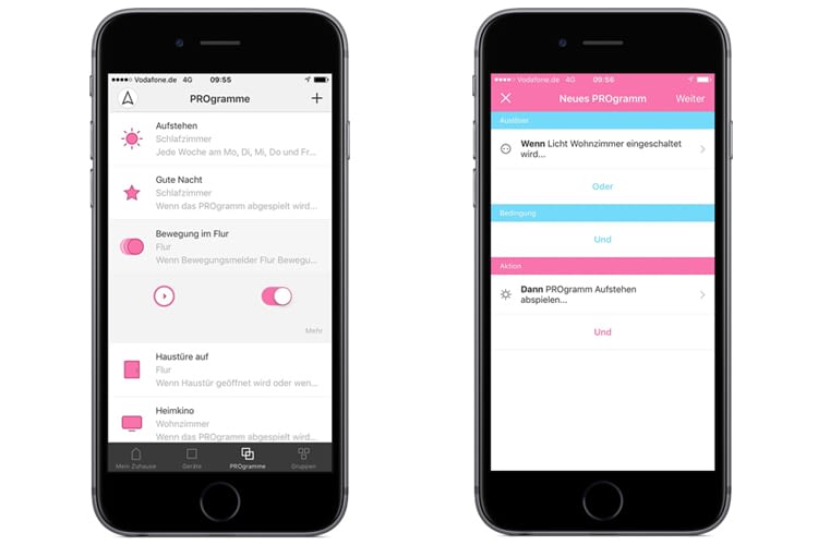 Mit PROgrammen lassen sich in der App etwa Wenn-Dann-Regelungen-einrichten Mit PROgrammen lassen sich in der App etwa Wenn-Dann-Regelungen-einrichten
