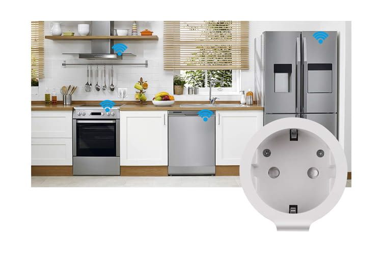 Über Alexa oder Google Assistant kann die WLAN-Steckdose mit weiteren Smart Home Geräten verbunden werden Über Alexa oder Google Assistant kann die WLAN-Steckdose mit weiteren Smart Home Geräten verbunden werden