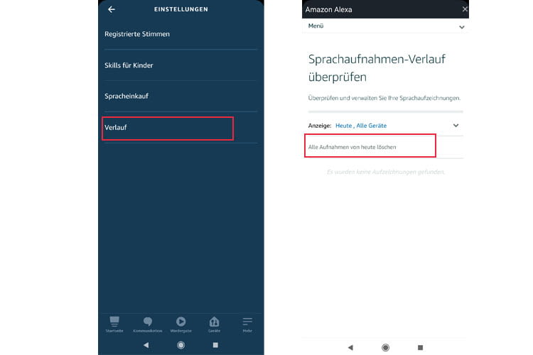 Sprachverläufe können über die Alexa App in wenigen Schritten gelöscht werden Sprachverläufe können über die Alexa App in wenigen Schritten gelöscht werden