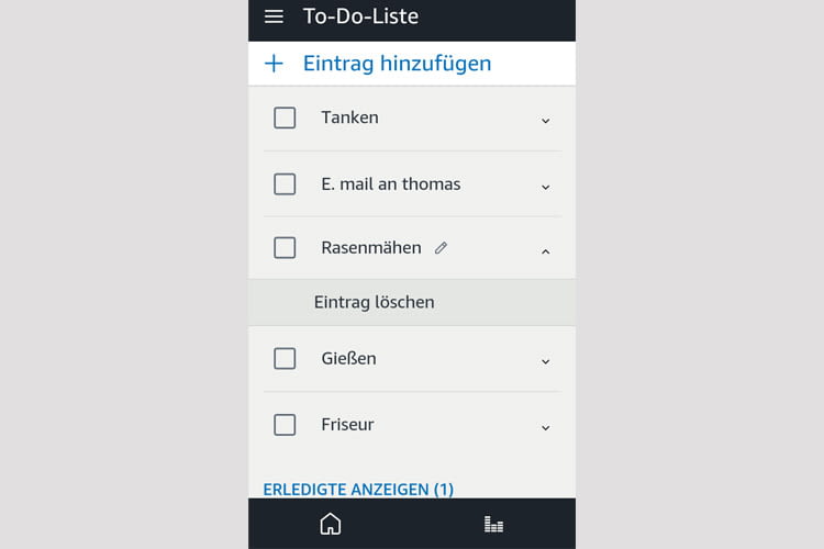 Per App können auch unterwegs jederzeit Änderungen an der Alexa Liste vorgenommen werden Per App können auch unterwegs jederzeit Änderungen an der Alexa Liste vorgenommen werden