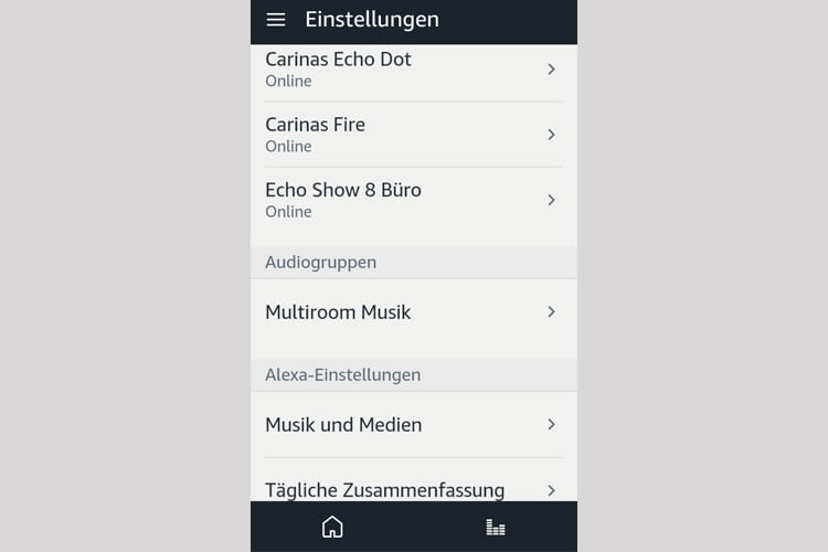 In der Einstellungs-Unterrubrik 'Multiroom Musik' lassen sich alle Gruppen einsehen In der Einstellungs-Unterrubrik 'Multiroom Musik' lassen sich alle Gruppen einsehen