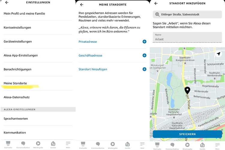 Die Standorte lassen sich ganz einfach über die Alexa App einrichten Die Standorte lassen sich ganz einfach über die Alexa App einrichten